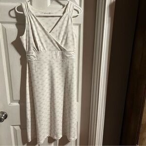 Eddie Bauer Size Small Travex White Grey A-Line Midi Crossover Dress‎ Tenniscore